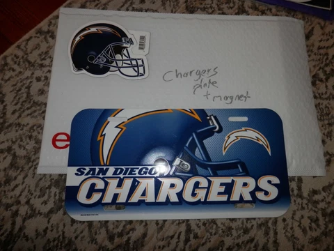 San Diego Chargers License Plate & magnet lot VINTAGE NEW NFL Cover
