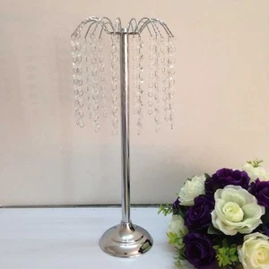 Bola de Pluma Floral de Cristal de Boda Soporte Elevador Floral Plata 20 pulgadas   - Imagen 1 de 2
