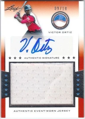VICTOR ORTIZ 2013 Leaf Power Showcase JUMBO Jersey Auto Silver Card 9/10  (x) - Image 1 of 2