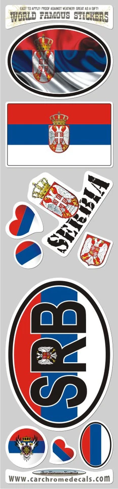 Serbia 10 stickers set flag Serbian decal bumper sticker car bike laptop SRB — 第 1/1 张图片