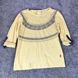 Elips Brand Yellow 3/4 Shirt Roll Tab Sleeve Sz Large (Runs Small) Womens Top - Picture 1 of 14