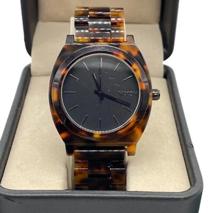 Nixon Time Teller Acetate Tortoise Shell Watch Black Dial New Battery **NOTE** - Picture 1 of 8
