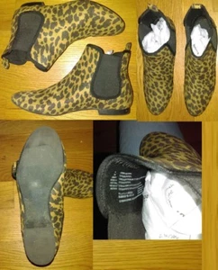 Old Navy brand Cheetah slip on w/ elastic ankle boots man made suede Women sz 6 - Picture 1 of 1