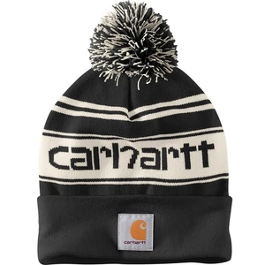 Carhartt Herren Black Knit PomPom Cuffed Logo Beanie - Bild 1 von 1