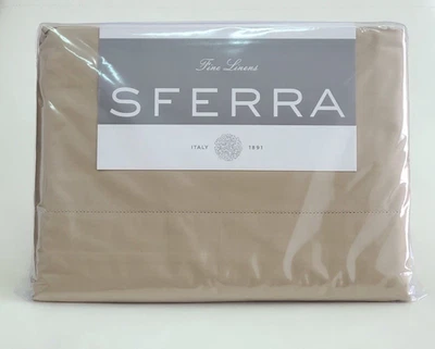 Sferra Leonardo King Sheet Set Taupe 100% Cotton Percale Italy - Image 1 of 4