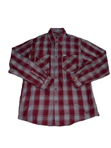 Dixxon Hemd Herren L rot grau kariert Flanell Syrah Bambus Workwear Freizeit Taschen - Bild 1 von 12