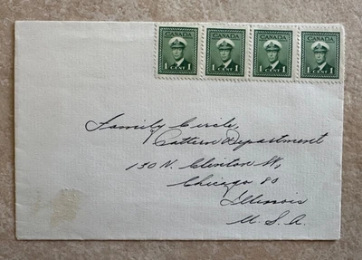 Canada Cover 1942 King George VI SC #249 strip of 4 (un-canceled) - Image 1 of 2