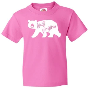 Inktastic West Virginia White Bear Silhouette Youth T-Shirt State Home Black For - Picture 1 of 9