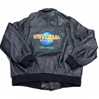 Chaqueta de Cuero Universal Studios Años 90 De Colección Adulto Talla Grande Hecha en EE. UU. Letterman Foto 1 de 4