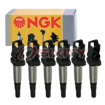 6 pc NGK Ignition Coil for 2011-2013 BMW 740Li 3.0L L6 Spark Plug Wire Boot  lj - Image 1 of 4