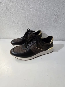 Michael Kors Allie MK Monogram schwarz gold braun Schnürschuhe Sneaker Schuhe Damen 9 - Bild 1 von 8