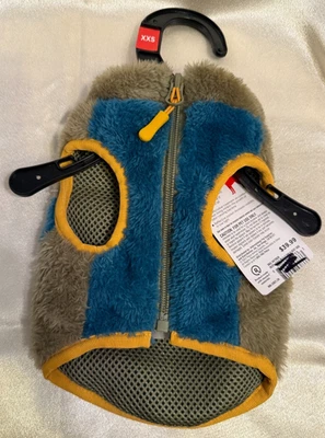 RED PY Reddy Dog Vest XXS Fleece Zip Up Blue Gray Pet Coat small dog apparel - Image 1 of 4