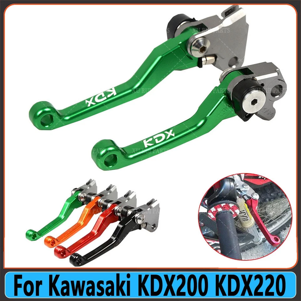 1 set For Kawasaki KDX200 KDX220 Aluminum Motocross Pivot Brake Clutch Levers Foto 1 de 4