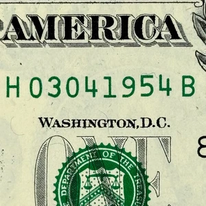 March 4th 1954 3rd April Dollar Bill Uncirculated Birthday Note $1 Fancy Serial - Picture 1 of 6