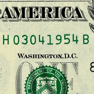 March 4th 1954 3rd April Dollar Bill Uncirculated Birthday Note $1 Fancy Serial - Image 1 of 4