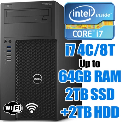 Dell Precision T3620┃i7-6700┃Up to 64GB RAM & 2TB NVMe SSD┃2TB HDD┃WiFi&BT┃W11 - Image 1 of 4