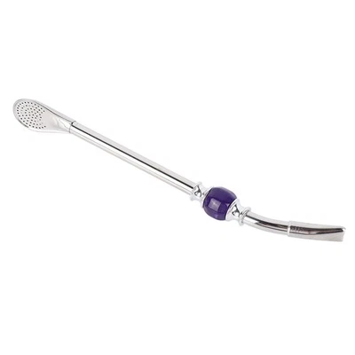 ㄧ8.7in Straw Filter Spoon Stainless Steel Purple Pearl Multi Function Drinking - Image 1 of 4