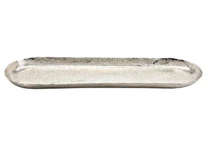 Dekotablett Tablett silberfarben länglich oval Metall  63 cm in Hammerschlagopti - Bild 1 von 1