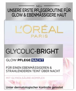 L'Oreal Paris Glycolic Bright Glowing Night Cream 50ml - NEU  deutscher Markt - Bild 1 von 2