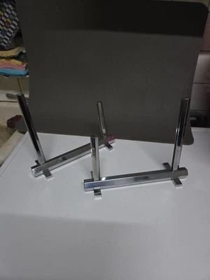 BELLE PAIRE DE PORTE PHOTO BRONZE OU LAITON CHROMÉ ART DECO SIGNÉS - Photo 1/4