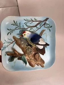 Plato de decoración de pared pequeño 3D vintage de madera de cerámica fina G C Pecker B2791 Japón - Imagen 1 de 20