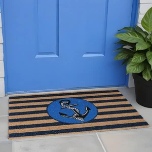 18" X 30" Brown and Blue Coir Anchor Outdoor Door Mat - Picture 1 of 5