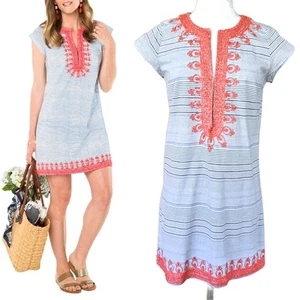 CALYPSO ST BARTH Ro Stripe Rowena Tunic Mini Dress Blue Orange Beachy Boho - Picture 1 of 10