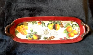Zertifizierte internationale Keramik "Botanische Früchte" 14" Brot Tablett..seltener Fund! - Bild 1 von 4