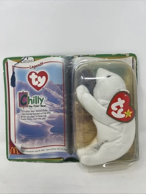 McDonalds Legends Chilly The Polar Bear Ty Beanie Baby Novo em folha na caixa (A18) - Imagem 1 de 4