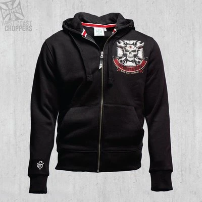 SUDADERA CON CAPUCHA/SUDADERA CON CREMALLERA MECÁNICA WEST COAST CHOPERS EN NEGRO **TOTALMENTE NUEVA** Foto 1 de 4