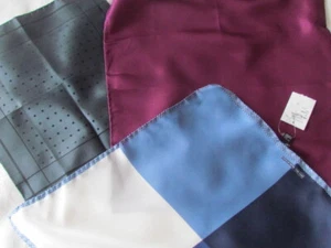 Lot Pure Italian Silk Abstract Pocket Square Purse scarf Vintage Polka Dots Dion - Picture 1 of 9