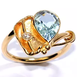 Ring Gold Aquamarin 2,60ct. Diamant 0.08 750/18K Gr. 58/18,5mm änderbar 6,4g - Bild 1 von 11