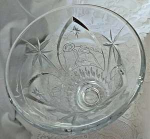 Schwere geschliffene Glas Kristall Windlicht Lampe Wandleuchte 8" Krippe/Bethlehem Stern - Bild 1 von 7