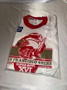 Maglietta Vintage San Francisco 49ers Super Bowl XVI 1982 Nuova Gioventù Lrg 14-16 RARA - Foto 1 di 4