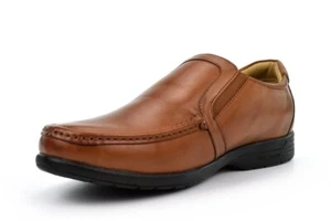 Zapatos sin cordones para hombre zapatos de cuero real calzado extra ancho zapatos bronceados talla 14/15 - Imagen 1 de 5