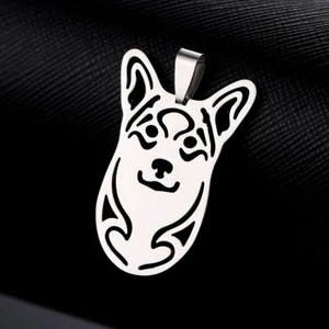 2 Stck. Edelstahl Pembroke Strickjacke Welsh Corgi Haustier Hund Kopf Anhänger KEINE KETTE - Bild 1 von 1