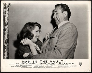 MAN IN THE VAULT 1956 Karen Sharpe, Mike Mazurki 10x8 LOBBY CARD
