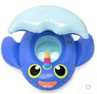 Narwhal Whale Pool Boat Sun Canopy Baby Boat Sun Squad 9-24 Months Pool Float - Image 1 of 2