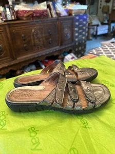 Sanita Women’s Silver Leather Studded Adjustable Sandals Shoes 38 (EU) 7 (US) - Picture 1 of 12