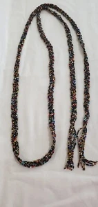 Cinturón con cuentas multicolor. Cinturón de diseño de trenza hecho a mano de 70 pulgadas de largo. - Imagen 1 de 2