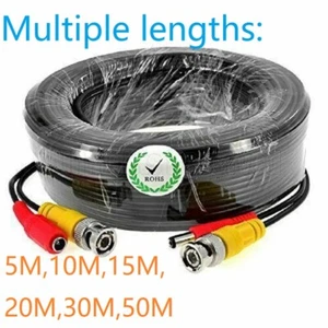 BNC DC CCTV Security Video Camera DVR Data Power Extension Cable 5m 10m 15M-50M - Picture 1 of 8