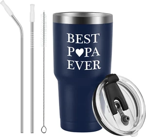 Dad Travel Tumbler from Daughters, Best Papa Ever Tumbler for Dad Papa Father Ne - Picture 1 of 12