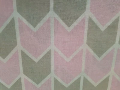 Springs Creative Fabric Harper Down Arrow Cotton Woven Pink and Gray NEW - Image 1 of 2