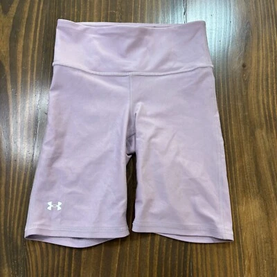 UNDER ARMOUR 女式压缩短裤 XS 薰衣草 HeatGear 高腰运动 — 第 1/4 张图片
