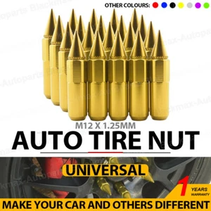 20 PCS Yellow M12X1.25mm Lug Nuts Spiked Extended Tuner Aluminum Wheels Rims Cap - Picture 1 of 9