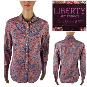 J Crew Women 2 Liberty Shirt Blouse Club Collar Felix Isabella Paisley F4817 EUC - Picture 1 of 10