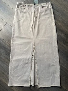 H&M Maxi Denim Skirt Cotton Cream Off White Long On Trend 14 16 44 New - Picture 1 of 24