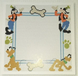 Cross Stitch "GOOFY & PLUTO BORDER FRAME" pattern ~ DISNEY, bones, paw prints - Picture 1 of 1