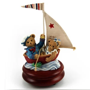 Thread Bear - Figura de cachorros de oso de vela en base musical de madera - MBA $95 - Imagen 1 de 2