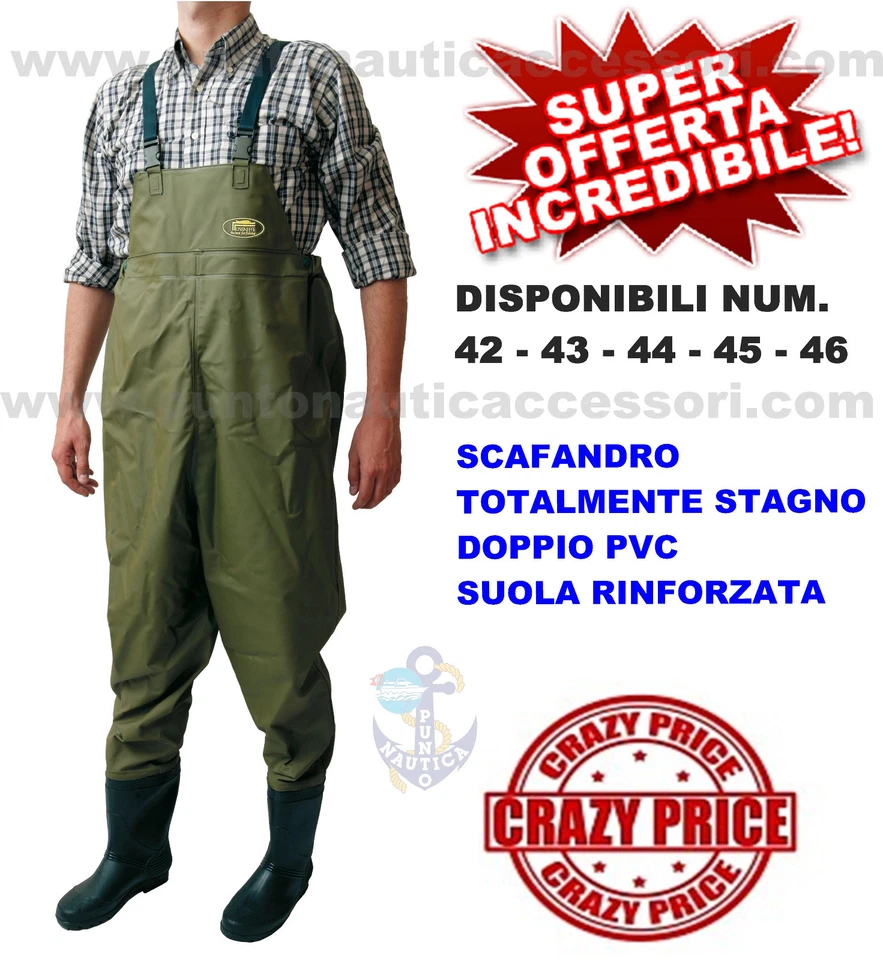 SCAFANDRO STIVALE DOPPIO PVC STAGNO NUMERO 42 BARCA GOMMONE PESCA SPINNING ALTRO - Immagine 1 di 1